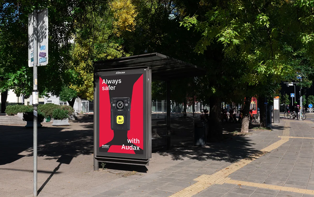 Audax outdoor advertising poster for body-worn video technology