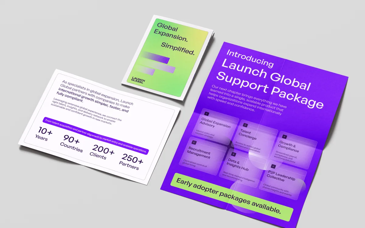 Launch Global printed global expansion support-package brochures